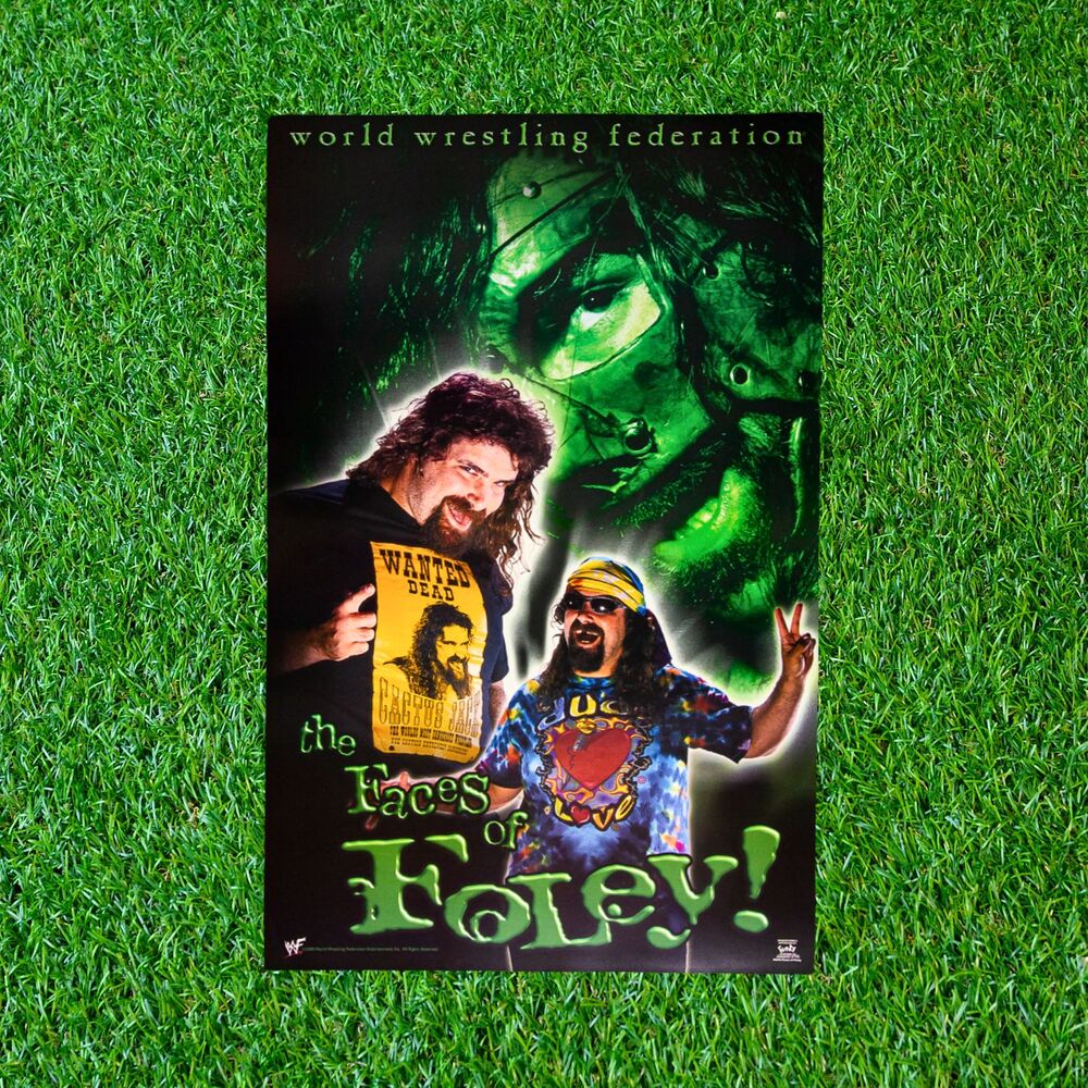 Rare 2000 WWF Mick Foley "Faces of Foley" Poster Funky Inc #3475